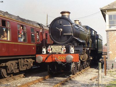 8 th Oct 1994. Ex GWR Nunney Castle arrives at Cranmore and runs down to Merehead Quarry to turn. Returns bunker first to Cranmore.